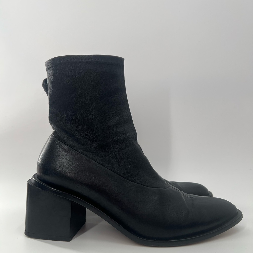 Clergerie Xia Leather Lambskin Stretch Sock Black Boots